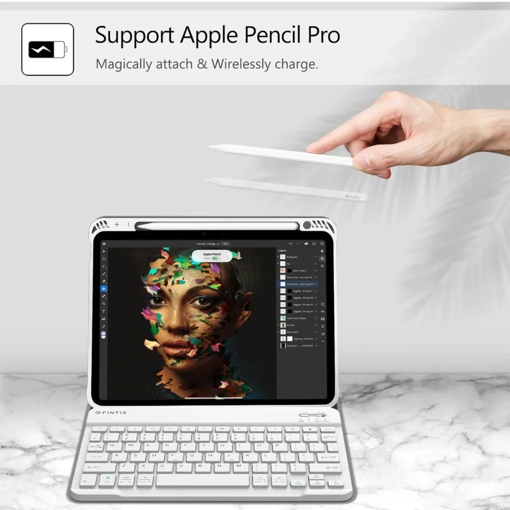 Keyboard Case iPad Soft Back Cover Magnetically Detachable Bluetooth Keyboard